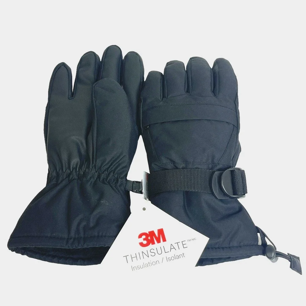 3M Thinsulate Ski/Snow Gloves Mens Sz‎ M Warm Soft Winter Black faux fur Lined